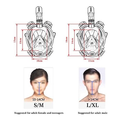  TOMSHOO Erwachsene Vollgesichts Atmung Schnorchelmaske Vollmaske, kurzsichtige Tauchmaske mit 180 Grad Blickfeld