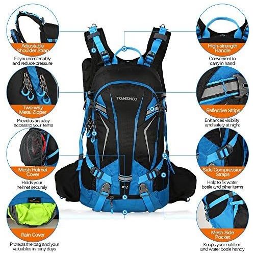  [아마존 핫딜] [아마존핫딜]TOMSHOO Fahrradrucksack 20L/30L, Outdoor Rucksack Multifunktionaler Wanderrucksack Skirucksack fuer Radfahren Reiten Bergsteigen mit Regenschutzkappe und Helmabdeckung