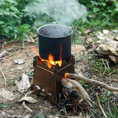  TOMSHOO Camping Wood Stove Portable Folding Lightweight Stainless Steel Wood Burning Backpacking Stove for Outdoor Survival Cooking Picnic Hunting