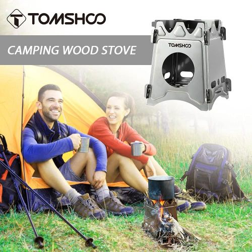  TOMSHOO Camping Wood Stove Portable Folding Lightweight Stainless Steel Wood Burning Backpacking Stove for Outdoor Survival Cooking Picnic Hunting