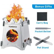 TOMSHOO Camping Stove Stainless Steel Camp Wood Stove Portable Foldable Burning Backpacking Stove for Outdoor Hiking Picnic BBQ