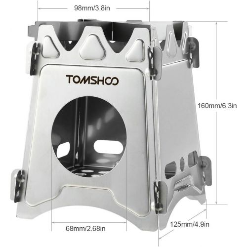  TOMSHOO Camping Stove Stainless Steel Camp Wood Stove Portable Foldable Burning Backpacking Stove for Outdoor Hiking Picnic BBQ