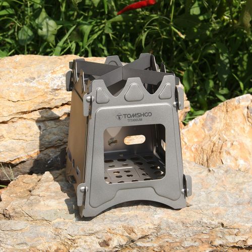  TOMSHOO Camping Wood Portable Folding Lightweight Titanium Wood Burning Backpacking for Outdoor Survival Cooking Picnic