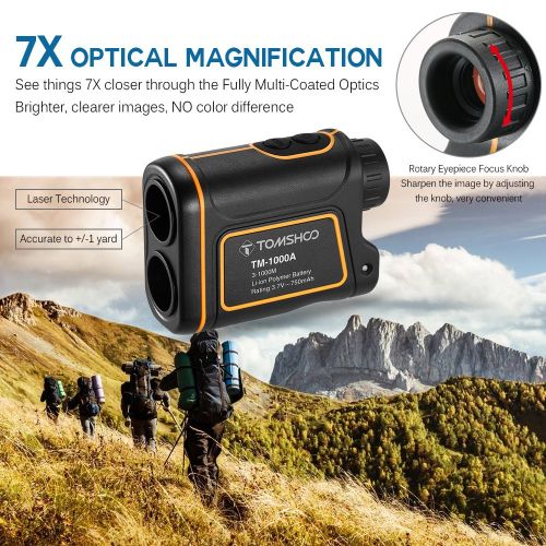  TOMSHOO Golf Rangefinder Waterproof Laser Hunting Range Finder for Measuring Distance Speed - 600M1000M