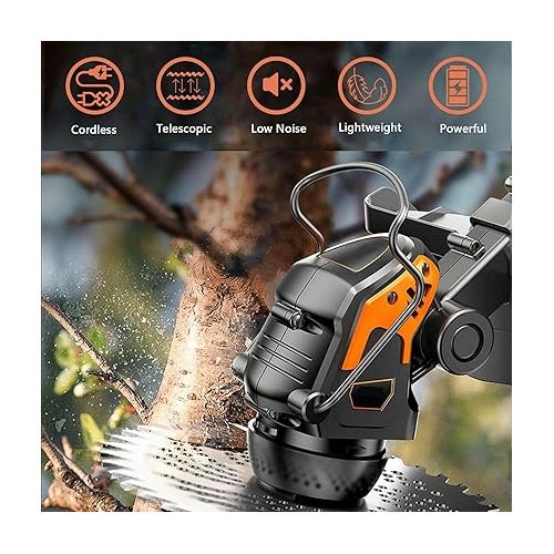 Electric Weed Wacker, 4 in 1 Cordless String Trimmer 24V Battery Powered Weed Eater Grass Trimmer Cordless Wheel Edger Brush Cutter for Lawns Yard Garden (Orange)