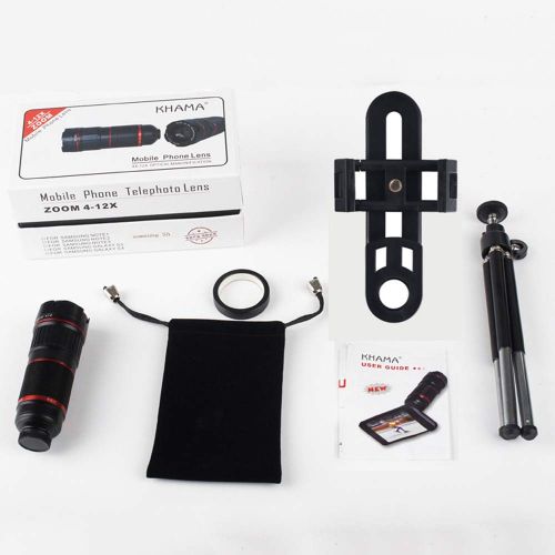  TONGTONG Cell Phone Camera Lens,Phone Photography Kit Long Focus High Definition External Photo Lens Universal 4-12 Zoom Mobile Telescope Lens for Smartphone