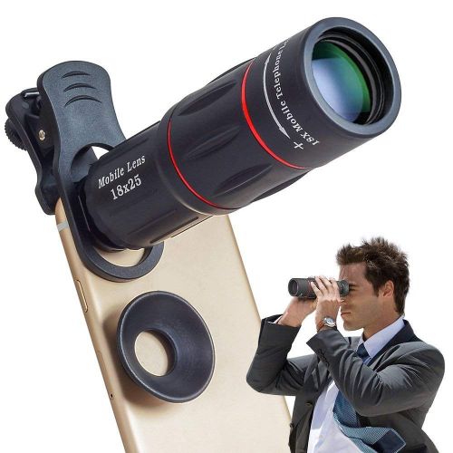  TONGTONG 18X Clip-On Telephoto Telescope Camera Mobile Phone Zoom Lens for iPhone X8 7 Plus6S Samsung Galaxy S8 S7 Huawei and Most Android Smartphone