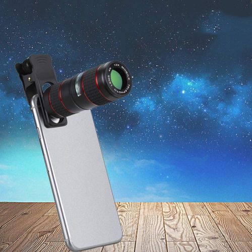  TONGTONG Phone Camera Lens Kit, 12X Optical Double Focus Zoom Macro Lens Telephoto Focus Telescope Lens with Universal Clip for Smartphones