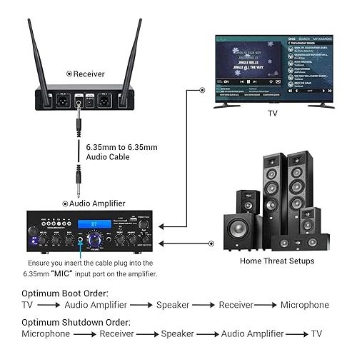  TONOR Wireless Microphone,Metal Dual Professional UHF Cordless Dynamic Mic Handheld Microphone System for Home Karaoke, Meeting, Party, Church, DJ, Wedding, Home KTV Set, 200ft(TW-820)