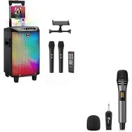 TONOR Wireless Karaoke Machine for Adults K20, Bundle with UHF Wireless Microphones TW310 Grey