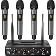 TONOR Wireless Microphones System with 4x10 Channels Cordless Handheld Microfono Inalambrico, 200FT UHF Range, Mics with Stable Signal Transmission for Karaoke Singing Party Church Wedding PA Speaker