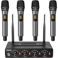 TONOR Wireless Microphones System with 4x10 Channels Cordless Handheld Microfono Inalambrico, 200FT UHF Range, Mics with Stable Signal Transmission for Karaoke Singing Party Church Wedding PA Speaker