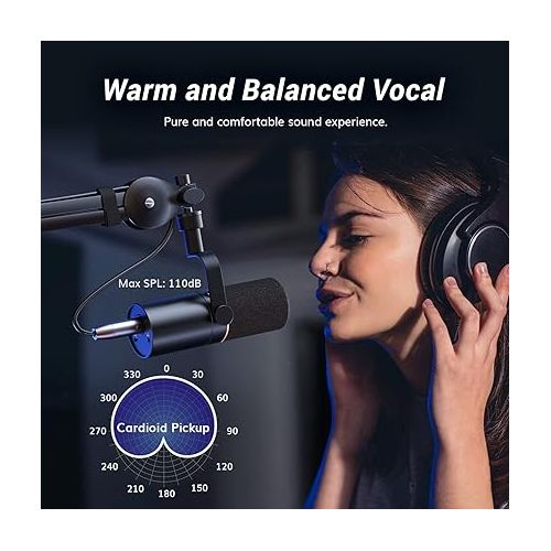  TONOR Dynamic Microphone, USB/XLR PC Microphone for Podcast, Recording, Live Streaming & Gaming, XLR Cardioid Studio Mic Music Voice-Over with Quick Mute, Headphone Output, Volume Control TD510