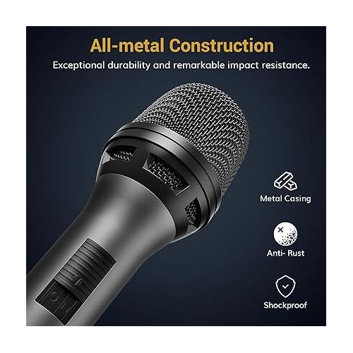  TONOR Professional Vocal Microphone for Singing, Dynamic Handheld Wired Karaoke Mic, Cardioid Studio Microfono with 5M XLR to 1/4