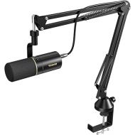 TONOR Dynamic Microphone, USB/XLR PC Microfono with Boom Arm Stand for Podcast, Recording, Live Streaming & Gaming, XLR Cardioid Studio Mic for Music & Voice-Over with 3.5mm Headphones Jack, TD510+