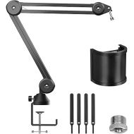 Mic Arm Stand Desk, TONOR Microphone Boom Arm Microfono Arm with Extra-large Pop Filter and Cable Ties for Quadcast Blue Yeti Snowball Shure SM7B Rode Razer Elgato Wave, Recording Equipment T40