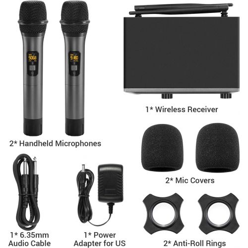  [아마존핫딜][아마존 핫딜] TONOR UHF Wireless Microphone, TW-820 Dual Professional Dynamic Mic Handheld Metal Microphone Set for Karaoke, Party, Church, DJ, Wedding, Meeting, Class Use, 200ft