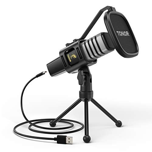  USB Microphone, TONOR Cardioid Condenser Computer PC Mic with Tripod Stand, Pop Filter, Shock Mount for Gaming, Streaming, Podcasting, YouTube, Voice Over, Twitch, Compatible with