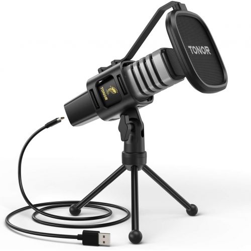  USB Microphone, TONOR Cardioid Condenser Computer PC Mic with Tripod Stand, Pop Filter, Shock Mount for Gaming, Streaming, Podcasting, YouTube, Voice Over, Twitch, Compatible with