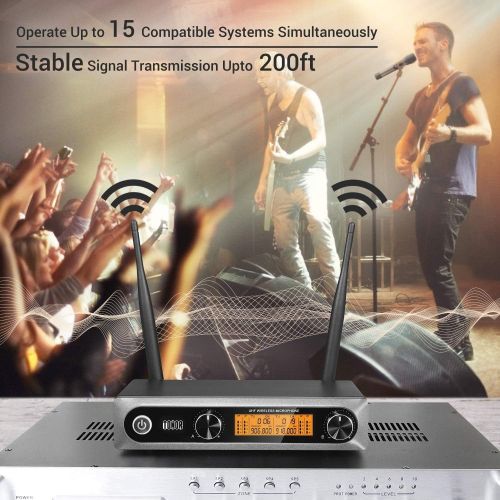  [아마존베스트]TONOR Wireless Microphone，Metal Dual Professional UHF Cordless Dynamic Mic Handheld Microphone System for Home Karaoke, Meeting, Party, Church, DJ, Wedding, Home KTV Set, 200ft(TW-