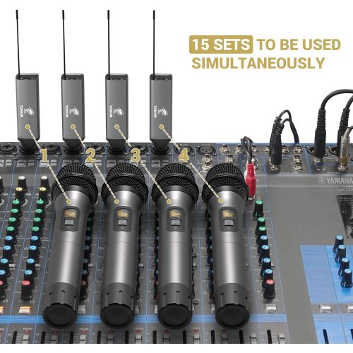  [아마존베스트]Wireless Microphone, TONOR UHF Metal Cordless Handheld Mic System with Rechargeable Receiver, for Karaoke, Singing, Party, Wedding, DJ, Speech, 200ft (TW-620)