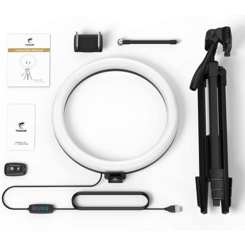  [아마존베스트]TONOR 12 inch Selfie Ring Light with Tripod Stand, Smartphone Holder, Bluetooth Remote Shutter for Zoom Conference/TikTok/YouTube/Makeup/Photographer/Streaming, Compatible with iOS