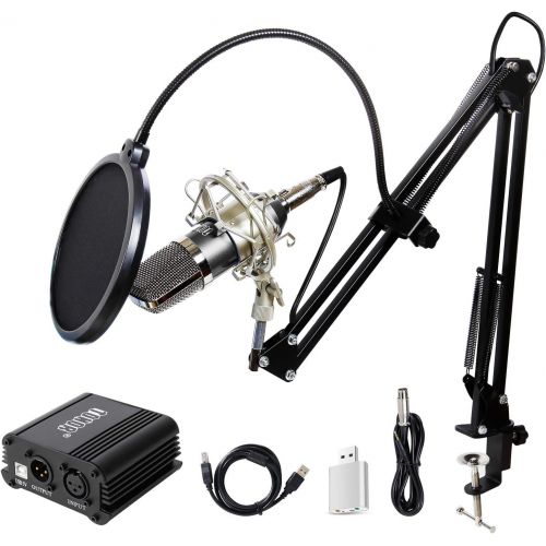  [아마존베스트]TONOR Pro Condenser Microphone XLR to 3.5mm Podcasting Studio Recording Condenser Microphone Kit Computer Mics with 48V Phantom Power Supply Black