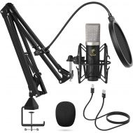 [아마존베스트]Condenser Microphone, TONOR USB Cardioid Computer Mic Kit with 24mm Diaphragm/Upgraded Boom Arm/Spider Shock Mount for Streaming, Recording, Gaming, Podcasting, Voice Over, YouTube