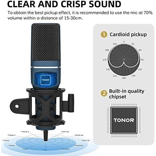  [아마존베스트]Tonor PC Microphone USB Computer Condenser Microphone Gaming Microphones Plug & Play with Tripod and Pop Filter for Podcasts for iMac PC Laptop Desktop Windows