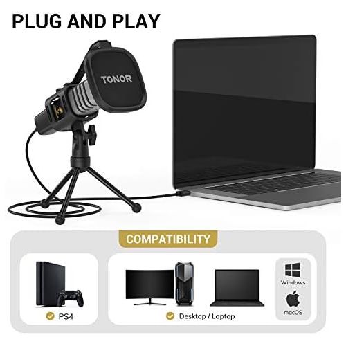  [아마존베스트]USB Microphone, Tonor Condenser Computer PC Microphone with Stand, Pop Filter, Microphone Shock Mount for Streaming, Podcasting, YouTube, Voice Over, Skype, Twitch, Discord, Compat