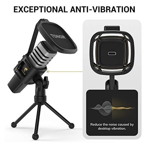  [아마존베스트]USB Microphone, Tonor Condenser Computer PC Microphone with Stand, Pop Filter, Microphone Shock Mount for Streaming, Podcasting, YouTube, Voice Over, Skype, Twitch, Discord, Compat