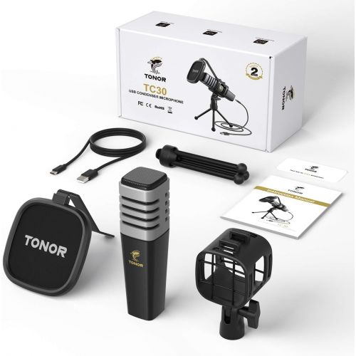  [아마존베스트]USB Microphone, Tonor Condenser Computer PC Microphone with Stand, Pop Filter, Microphone Shock Mount for Streaming, Podcasting, YouTube, Voice Over, Skype, Twitch, Discord, Compat