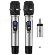 TONOR Wireless Microphone Metal Handheld System UHF 25 Channel with Mini Receiver 1/4 Output for PA Systems/Stage/Church/Party/Karaoke/Business Meeting, Black