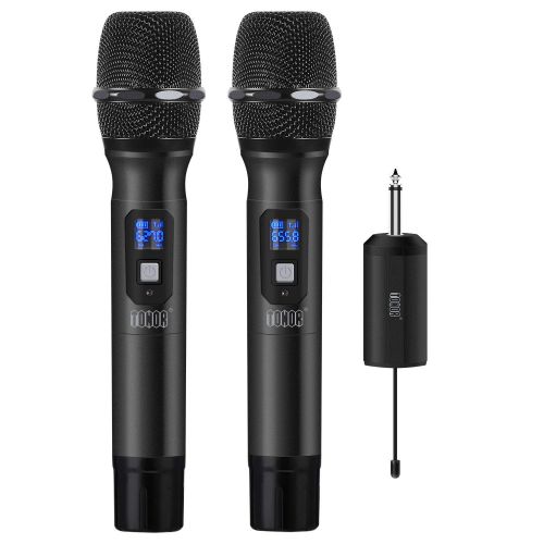  TONOR Wireless Microphone Metal Handheld System UHF 25 Channel with Mini Receiver 14 Output for PA SystemsStageChurchPartyKaraokeBusiness Meeting, Black