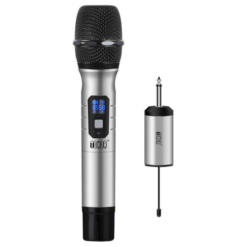  TONOR Wireless Microphone Handheld 25 Channel UHF with Portable Rechargeable Receiver 14 Output, for ChurchHomeKaraokeBusiness Meeting, Silver