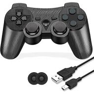 TONSUM PS-3 Controller Wireless, PS-3 Controller Gamepad Compatible with Play-Station 3, Double Vibration Controller with Charging Cable (Black Circuit Pattern)