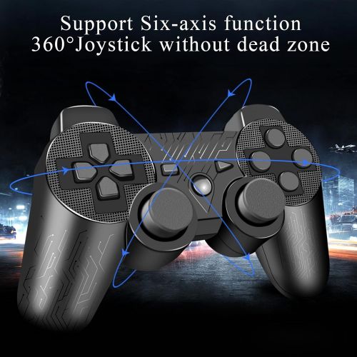  TONSUM PS-3 Controller Wireless, PS-3 Controller Gamepad Compatible with Play-Station 3, Double Vibration Controller with Charging Cable (Black Circuit Pattern)