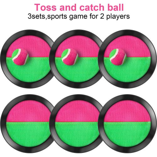  TOODOO Toss and Catch Balls Game, 3 Set Paddle Toss and Catch Ball, 6 Paddles and 3 Balls, Suitable for Sports, Beach, Gifts, Event and Game Prizes, Party Favor and Supplies (Black