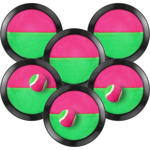  TOODOO Toss and Catch Balls Game, 3 Set Paddle Toss and Catch Ball, 6 Paddles and 3 Balls, Suitable for Sports, Beach, Gifts, Event and Game Prizes, Party Favor and Supplies (Black