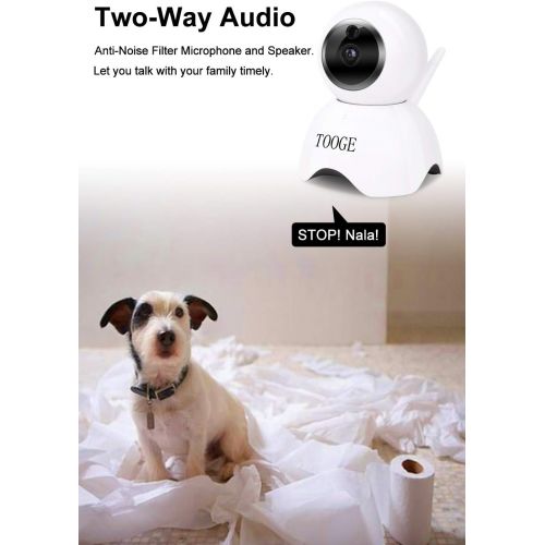  [아마존베스트]Pet Dog Camera, TOOGE Home WiFi Security Camera FHD Surveillance Baby Monitor Motion Detection with Night Vision 2-Way Audio Pan/Tilt/Zoom Compatible with iOS/Android