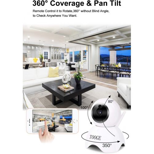  [아마존베스트]Pet Dog Camera, TOOGE Home WiFi Security Camera FHD Surveillance Baby Monitor Motion Detection with Night Vision 2-Way Audio Pan/Tilt/Zoom Compatible with iOS/Android