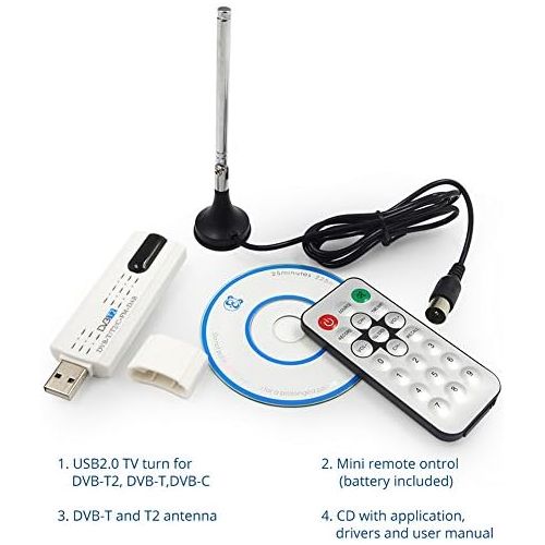  TOOGOO USB 2.0 Digital DVB T / T2 SDR + DAB + FM HDTV TV Tuner Receiver Stick