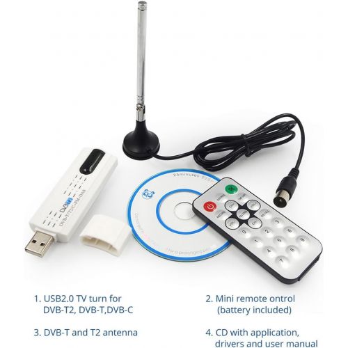  TOOGOO USB 2.0 Digital DVB T / T2 SDR + DAB + FM HDTV TV Tuner Receiver Stick