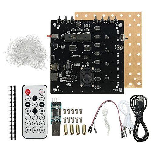  TOOGOO 3D Square 8x8x8 LED Blue Light Cube MP3 Music Spectrum PCB Board DIY Kit