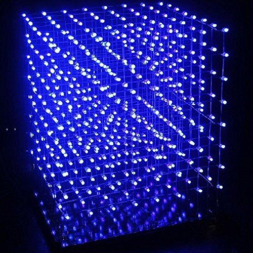  TOOGOO 3D Square 8x8x8 LED Blue Light Cube MP3 Music Spectrum PCB Board DIY Kit