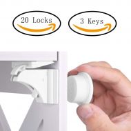 TOOLIC Magnetic Child Safety Locks Kits for Cabinet Drawer Cupboard Door Baby Proof Invisible No Drilling Design (3 Keys & 20 Locks)