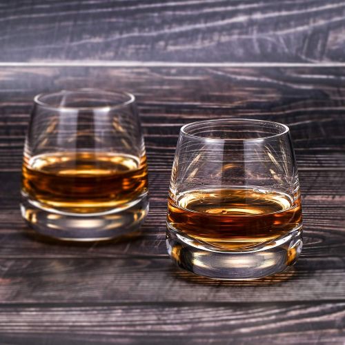  [아마존베스트]TOOWELL Old Fashioned Whiskey Glass Set of 2 Cocktails Glasses Hand Blown Scotch Glass Tumblers Heavy Base 9OZ Rocks Glasses Perfect for Bourbon Scotch Manhattans Cocktails