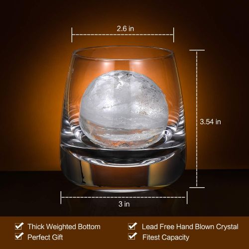  [아마존베스트]TOOWELL Old Fashioned Whiskey Glass Set of 2 Cocktails Glasses Hand Blown Scotch Glass Tumblers Heavy Base 9OZ Rocks Glasses Perfect for Bourbon Scotch Manhattans Cocktails