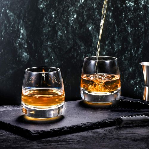  [아마존베스트]TOOWELL Old Fashioned Whiskey Glass Set of 2 Cocktails Glasses Hand Blown Scotch Glass Tumblers Heavy Base 9OZ Rocks Glasses Perfect for Bourbon Scotch Manhattans Cocktails