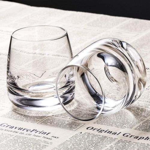  [아마존베스트]TOOWELL Old Fashioned Whiskey Glass Set of 2 Cocktails Glasses Hand Blown Scotch Glass Tumblers Heavy Base 9OZ Rocks Glasses Perfect for Bourbon Scotch Manhattans Cocktails